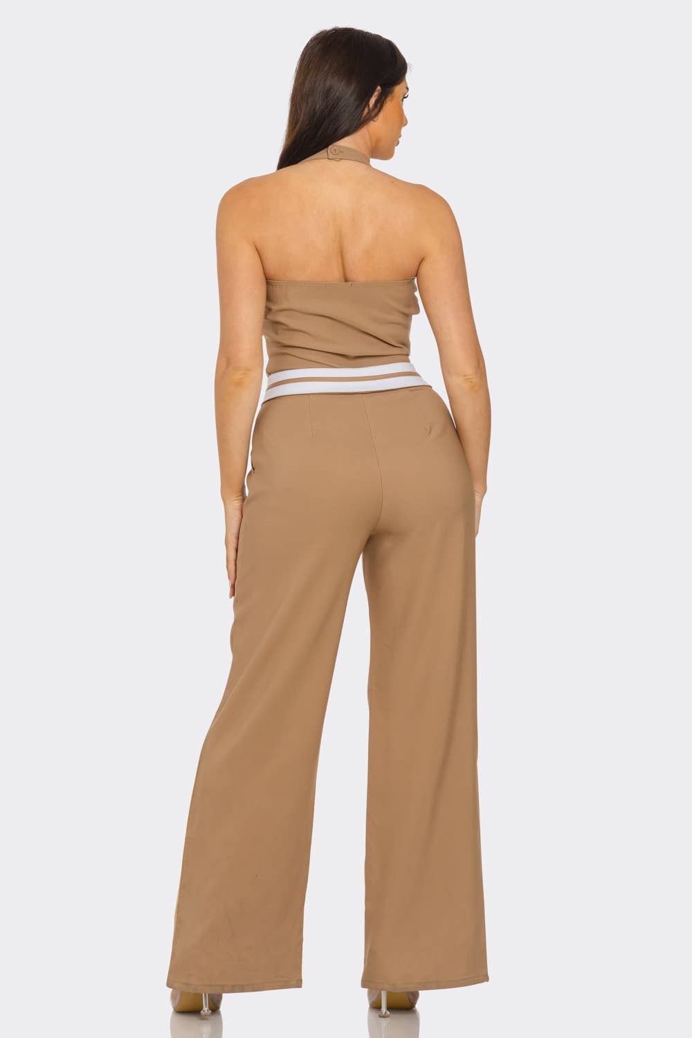 Julia by LoveJ - Venta al por mayor Peto - Mujer - Mono de pierna ancha con chaleco de botones delanteros y cintura fruncida8