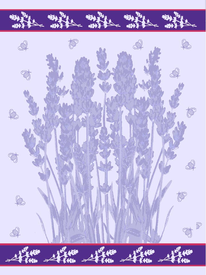 Torchon en jacquard New Light Lavender Plants pour la vente par Mierco European Linens