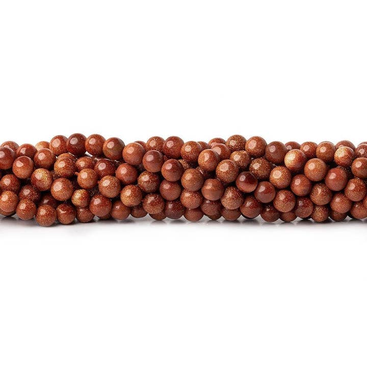 5 - 5.5mm Goldstone Plain Round Beads, 14 inch for wholesale by The Bead Traders