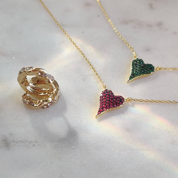 Marlyn Schiff - Wholesale Pendant/Charm Necklace - sterling pave heart necklace