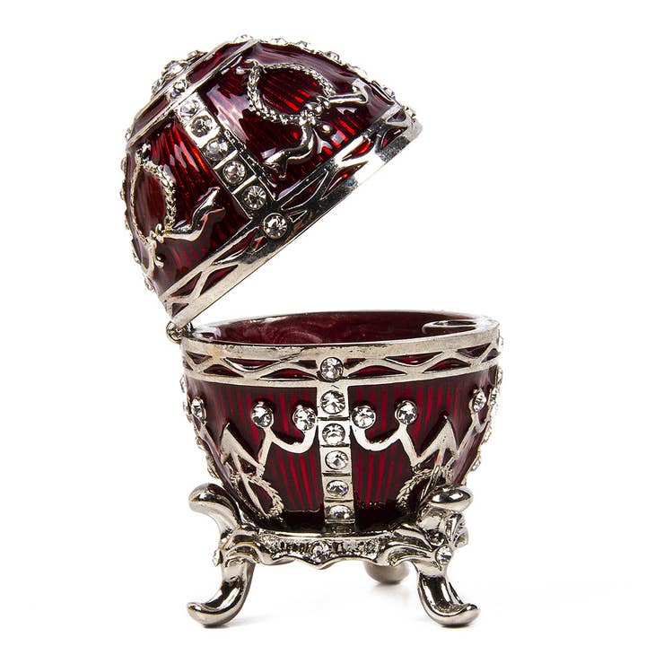 STP - Wholesale Jewelry Box/Organizer - Arrow Faberge Egg Jewelry Trinket Box in Bordeaux
