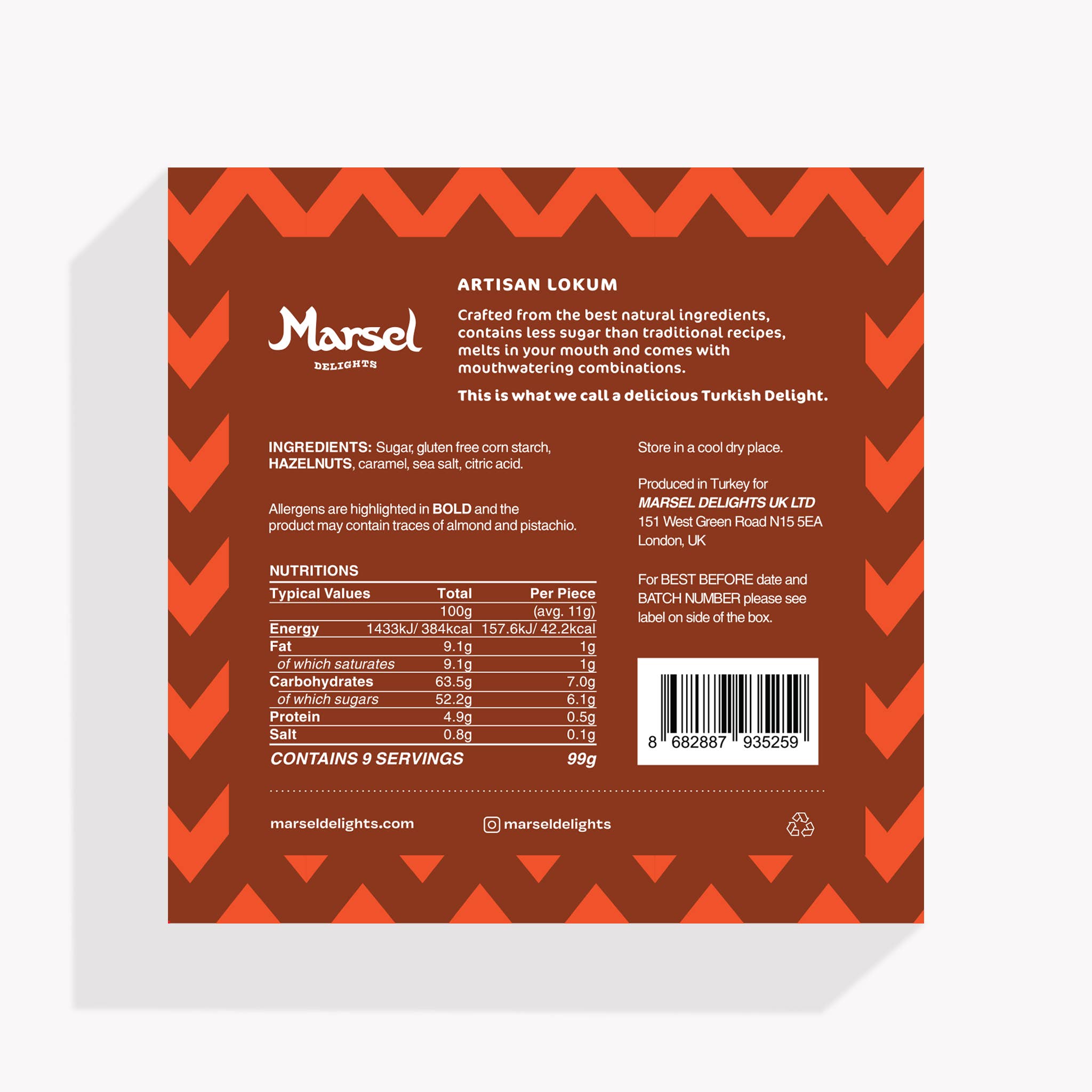 Marsel Delights - Wholesale Gummy - HAZELNUT with CARAMEL Lokum2