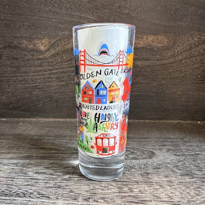 Local Notion - Wholesale Shot Glass - Shooter Shot Glass Cartoon Map San Francisco