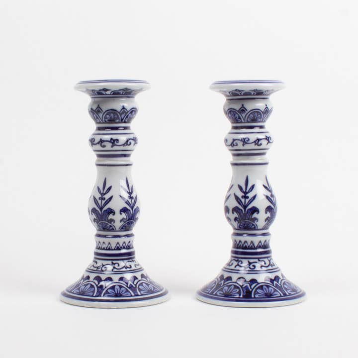 8 Oak Lane - Wholesale Candle holder - Porcelain Chinoiserie Candlestick Set - Small1