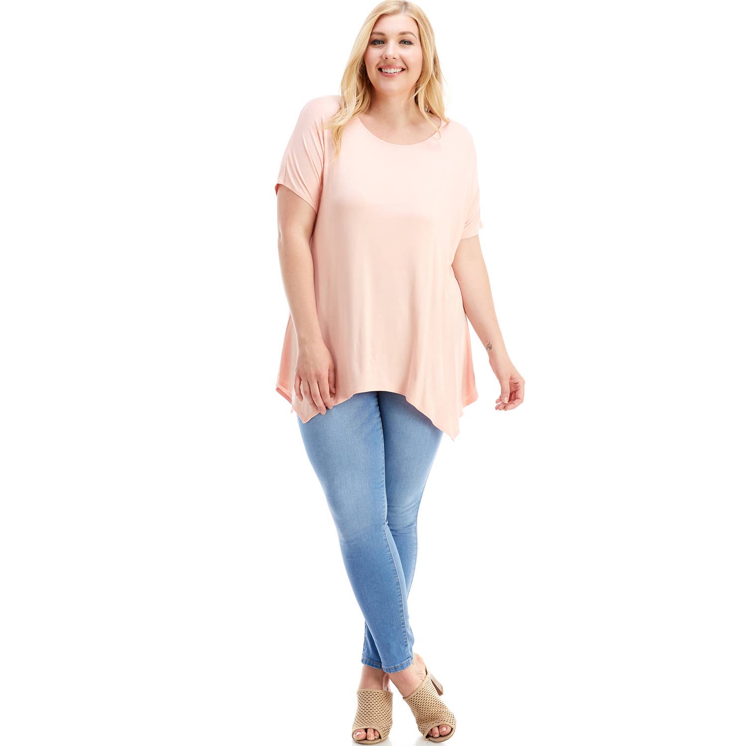 Azules Clothing - Wholesale Tunic - Women's - ATP-2307RSX Plus Size Asymmetric Short Sleeve Tunic66