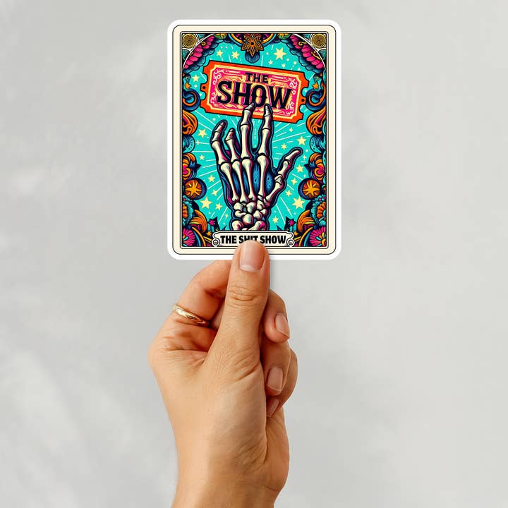 The Shit Show Tarot Card Decal Sticker for wholesale by Happy Mail Wholesale