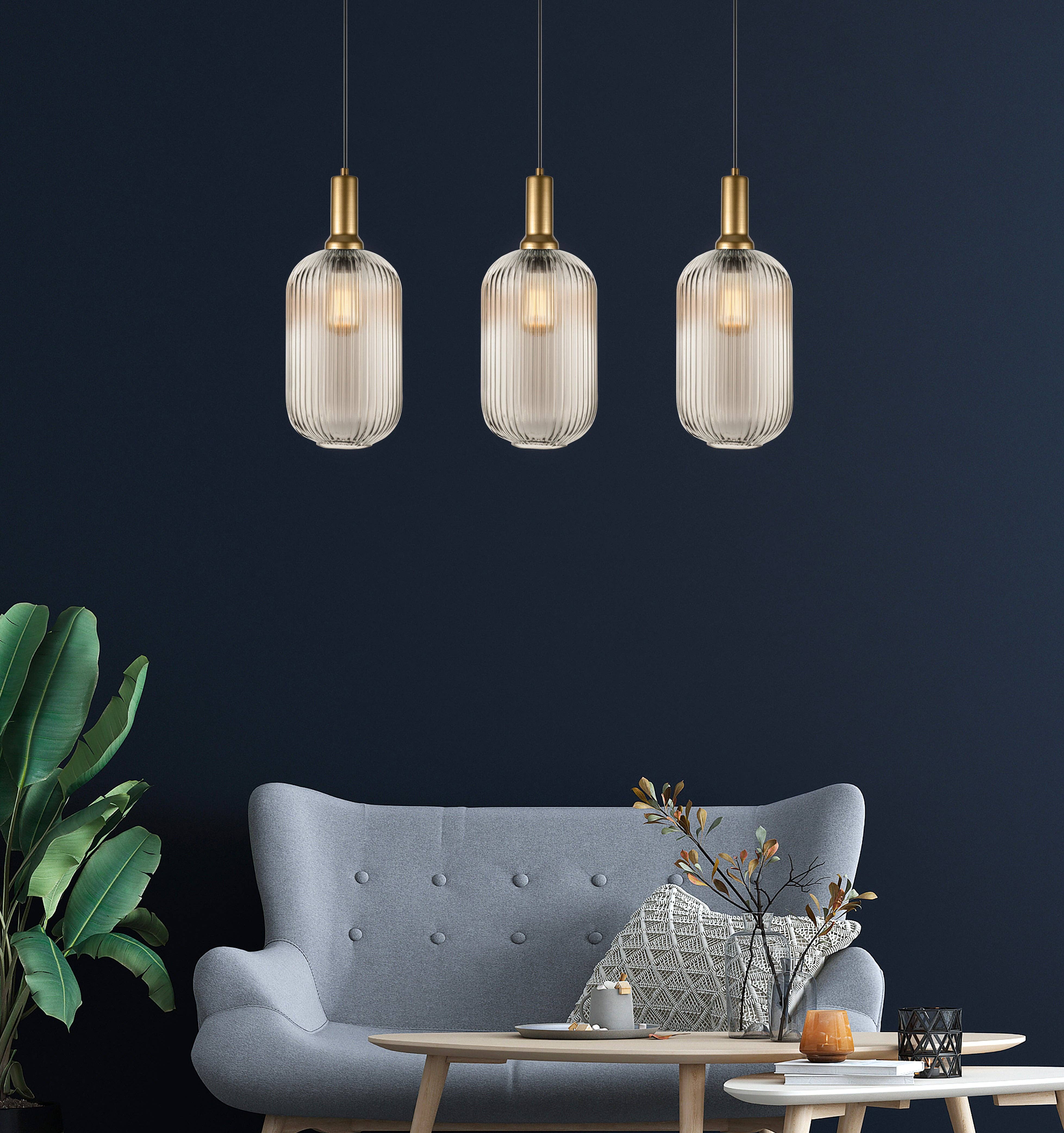 Eclipse Lighting - Wholesale Chandelier/Hanging Light - Linear Canopy Ribbed Glass Clear Multi Pendant Lighting Staircase, Custom Ribbed Glass Pendant Lighting, Multi Lighting for Stairwell Long Chandelier12