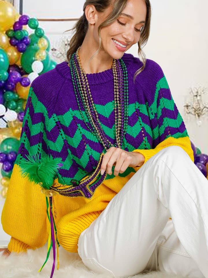 Fair Isle Akzent Mardi Gras Strickpullover VT82038B für den Großhandel von Vine & Love