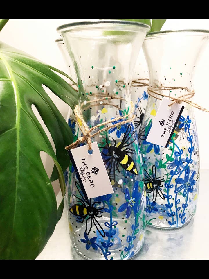 Bee Vase Carafe - Hand Painted in Wales - Homeware for wholesale by The Bero Co