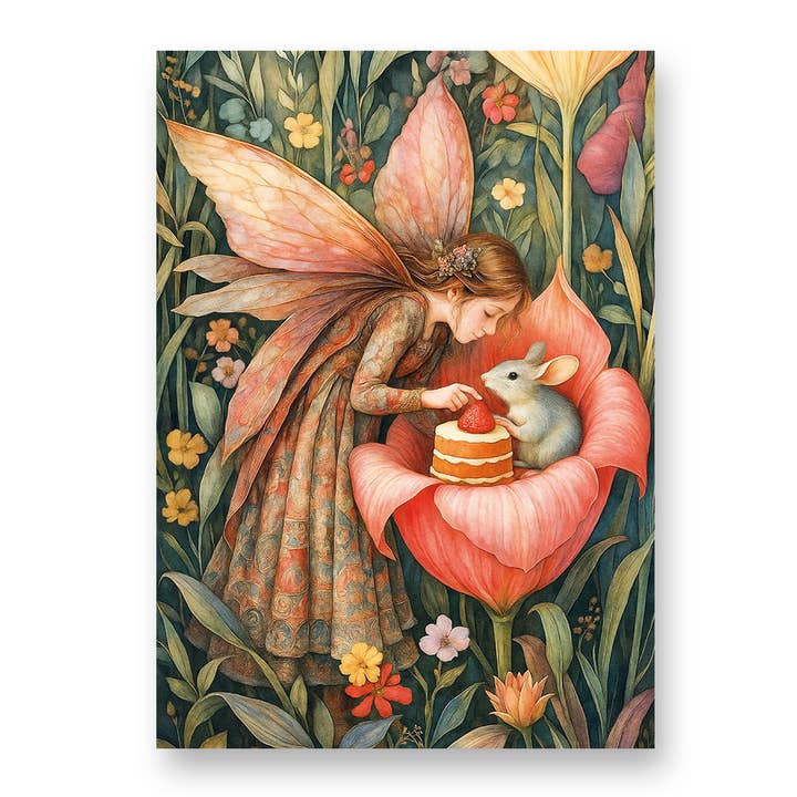 ‘Birthday Treat’ Fairy and Mouse Greeting Card with Envelope for wholesale by Creative Carousel Publishing