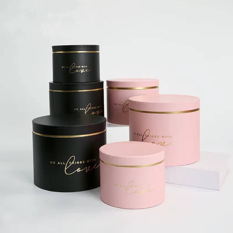 Elegant Design Supply - Wholesale Gift Box - Gold Rim Round Flower Gift Box2