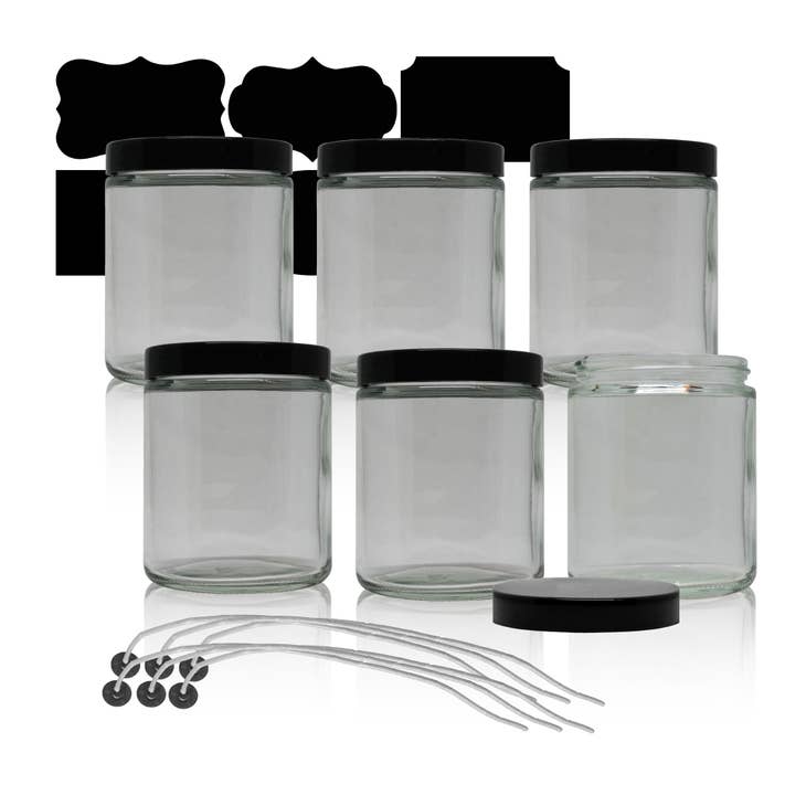 Tarros de vidrio con tapa para velas cosméticas, paquete de 6 — 8 oz al por  mayor para tu tienda - Faire España