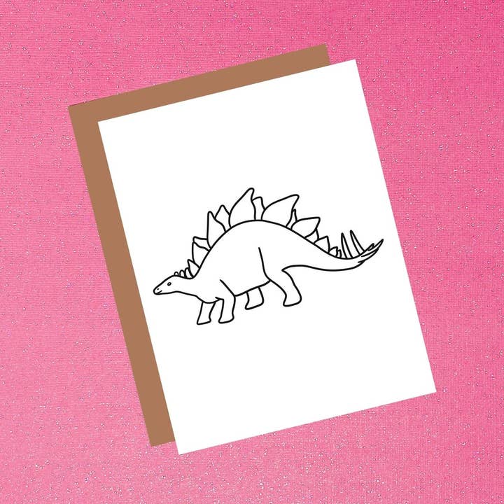 Kleur je eigen kaart - Stegosaurus dinosaurus kleurkaart voor wholesale door Tiffany Ascensio Designs | Watercolor Greeting Cards