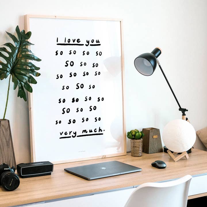 Just Cool Design – wholesale Konsttryck – Citat Affisch Art Print A5 | Jag älskar dig så så mycket
