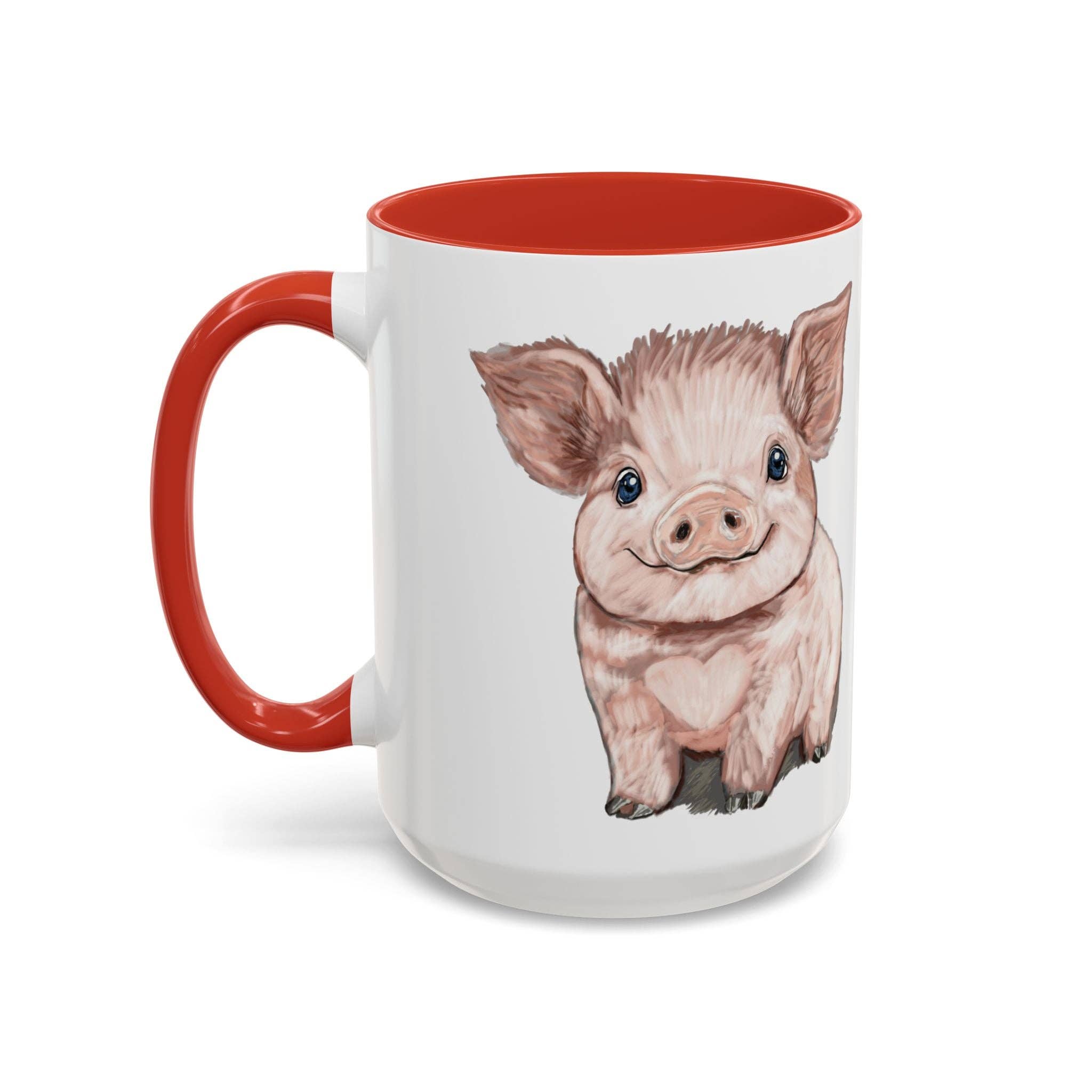 Blue Cava - Wholesale Coffee Mug - Adorable Piglet Two Tone Ceramic Mug - 11 oz & 15 oz29