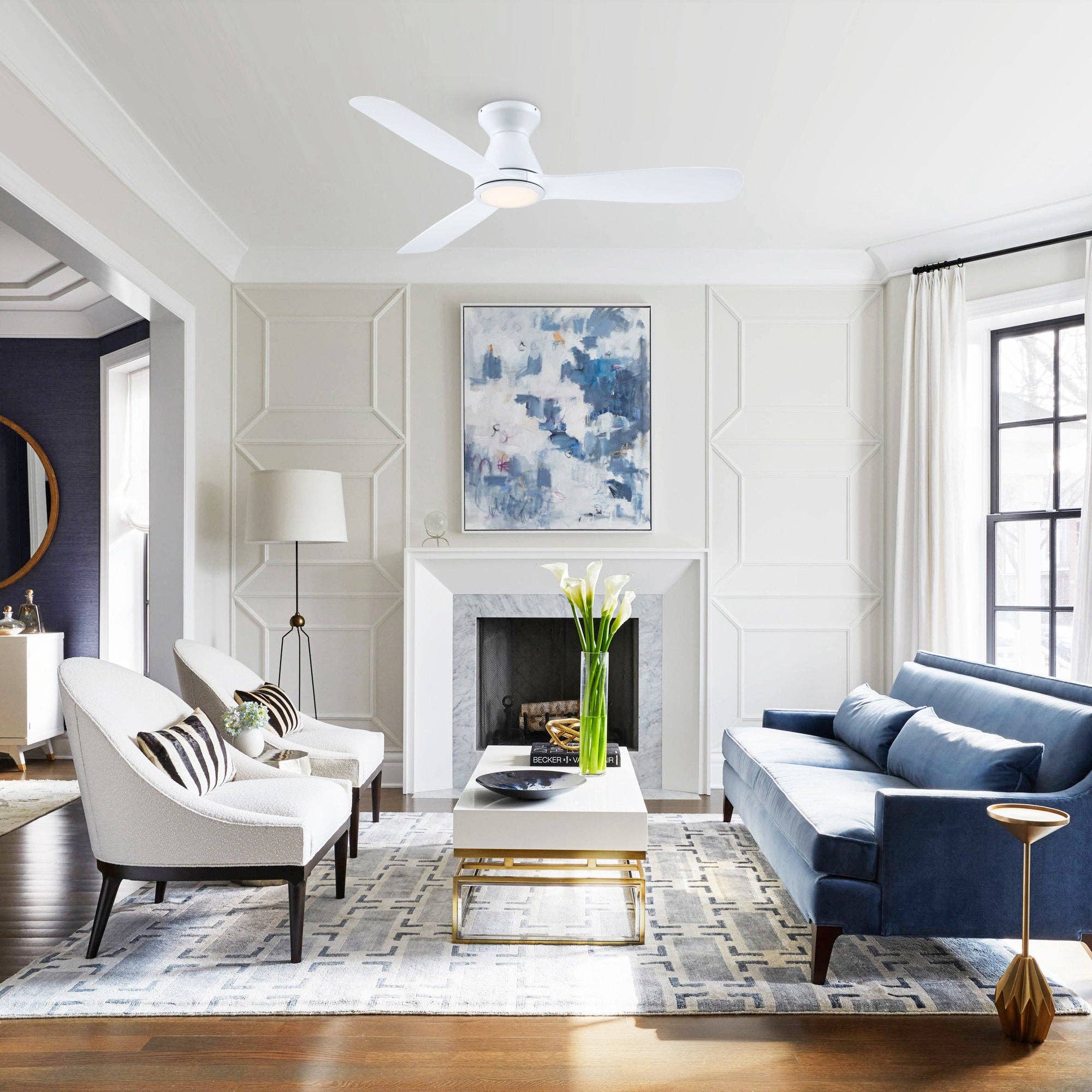 Brio Lighting - Wholesale Ceiling Fan - Royal Gust Modern 52" White Flush Mount  LED Ceiling Fan2