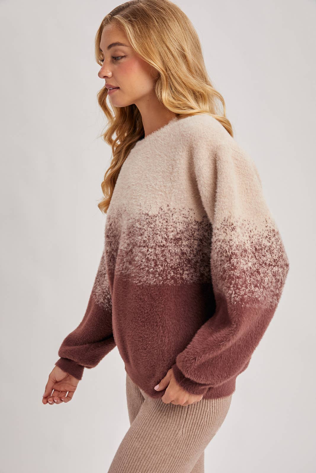 Bluivy - Wholesale Knit Sweater - Women's - FUZZY OMBRE KNIT SWEATER13
