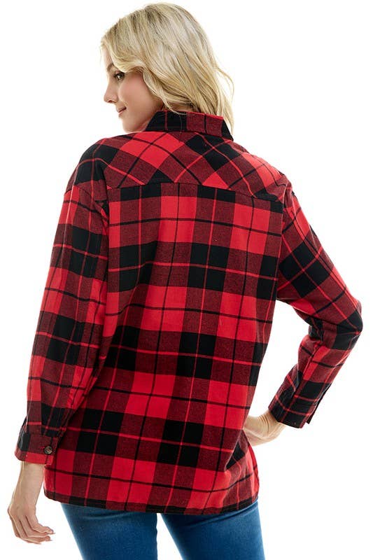 Rode plaid Oversized geruite overhemden voor dames voor groothandel op Faire4