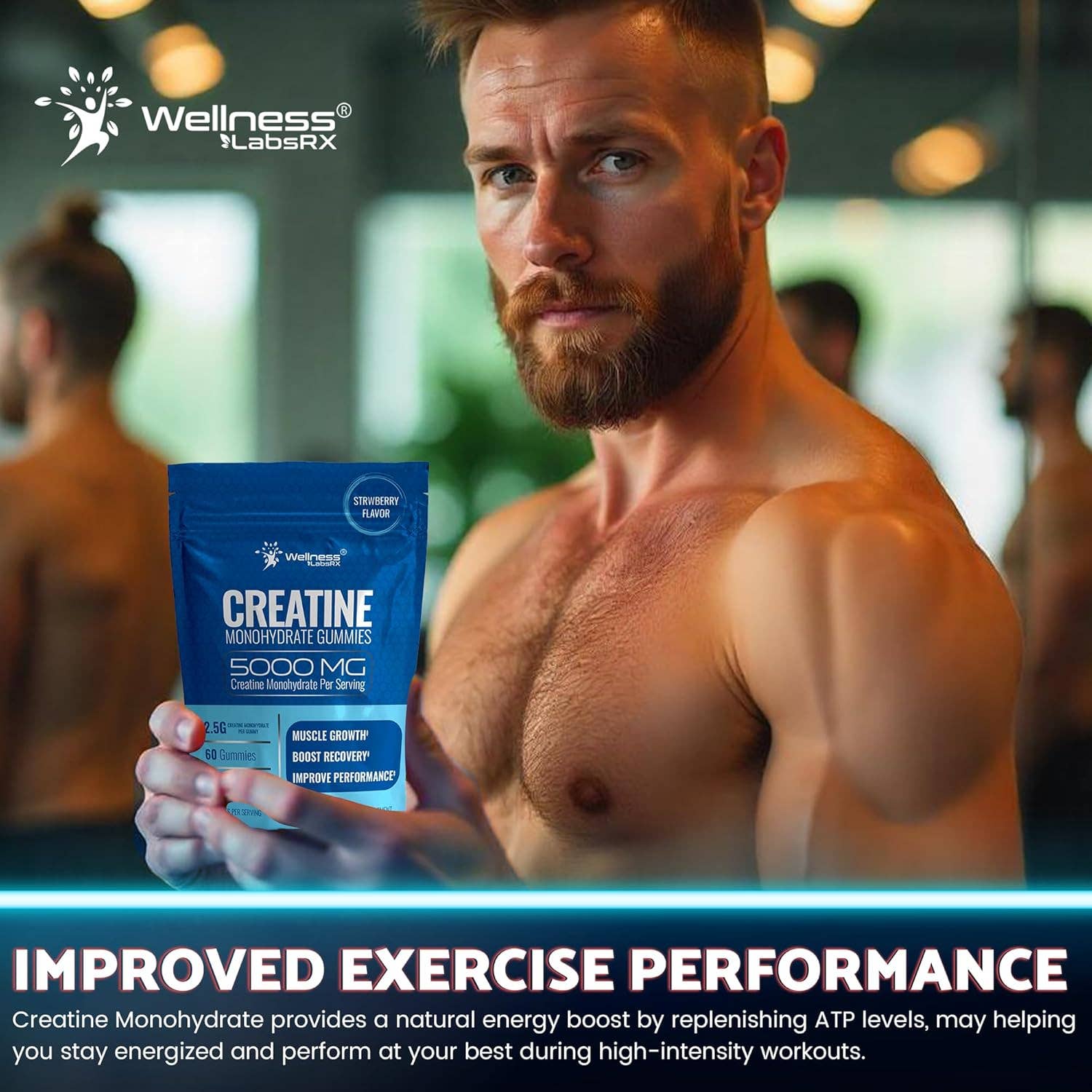 Health & Wellness Associates Inc. - Wholesale Oral Supplement/Vitamin - Creatine Gummies 5000mg, Creatine Monohydrate Gummies For Men and Women - 30 Servings8