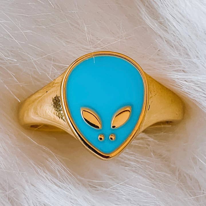 Blå Alien ring for engroshandel hos Anjewelz.co
