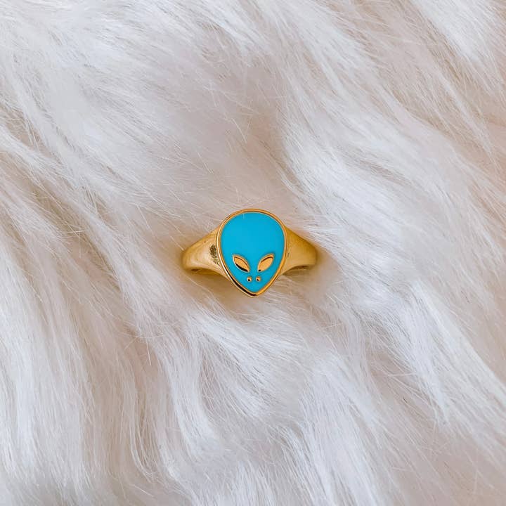 Blue Alien ring for wholesale by Anjewelz.co