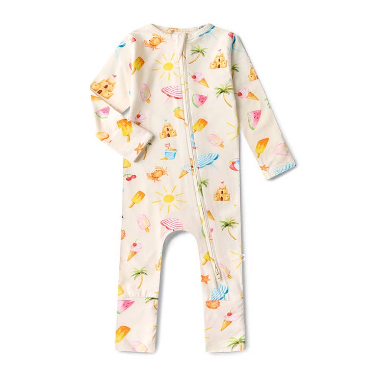 Snuggle Hunny - Wholesale Jumpsuit – Baby - Beach Fun Organic Snugglesuit Convertible Romper1