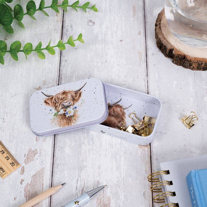 Wrendale Designs - Wholesale Jewelry Box/Organizer - Cow Mini Tin - Daisy Coo1