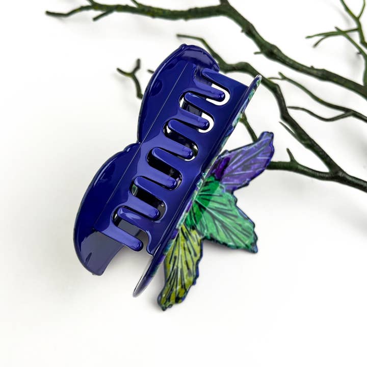 Green Feather Masquerade & Holiday Acetate Mask Hair Claw Clip for wholesale on Faire4