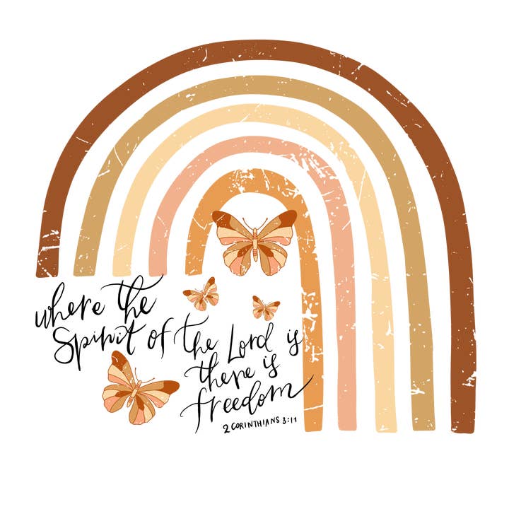 Retro Rainbow Where The Spirit Vinyl, Sticker, 3x3 in for wholesale by Savannah and James Co