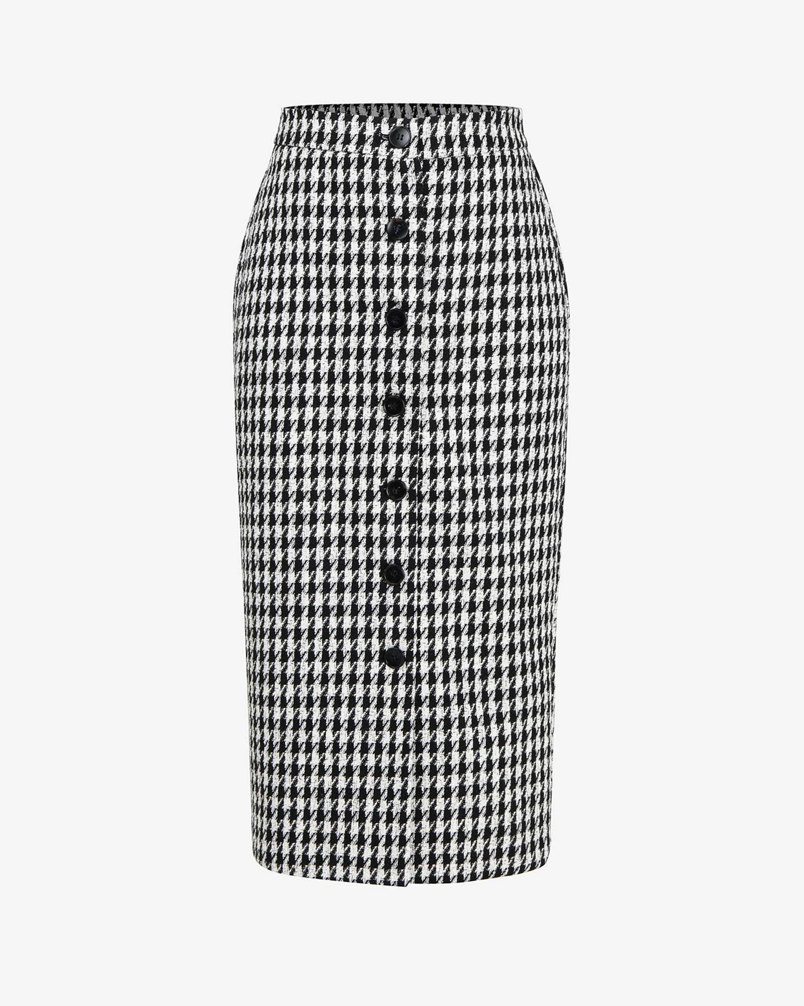 Black Ivory Forcast Women's Bennet Houndstooth Midi Skirt for wholesale on Faire5