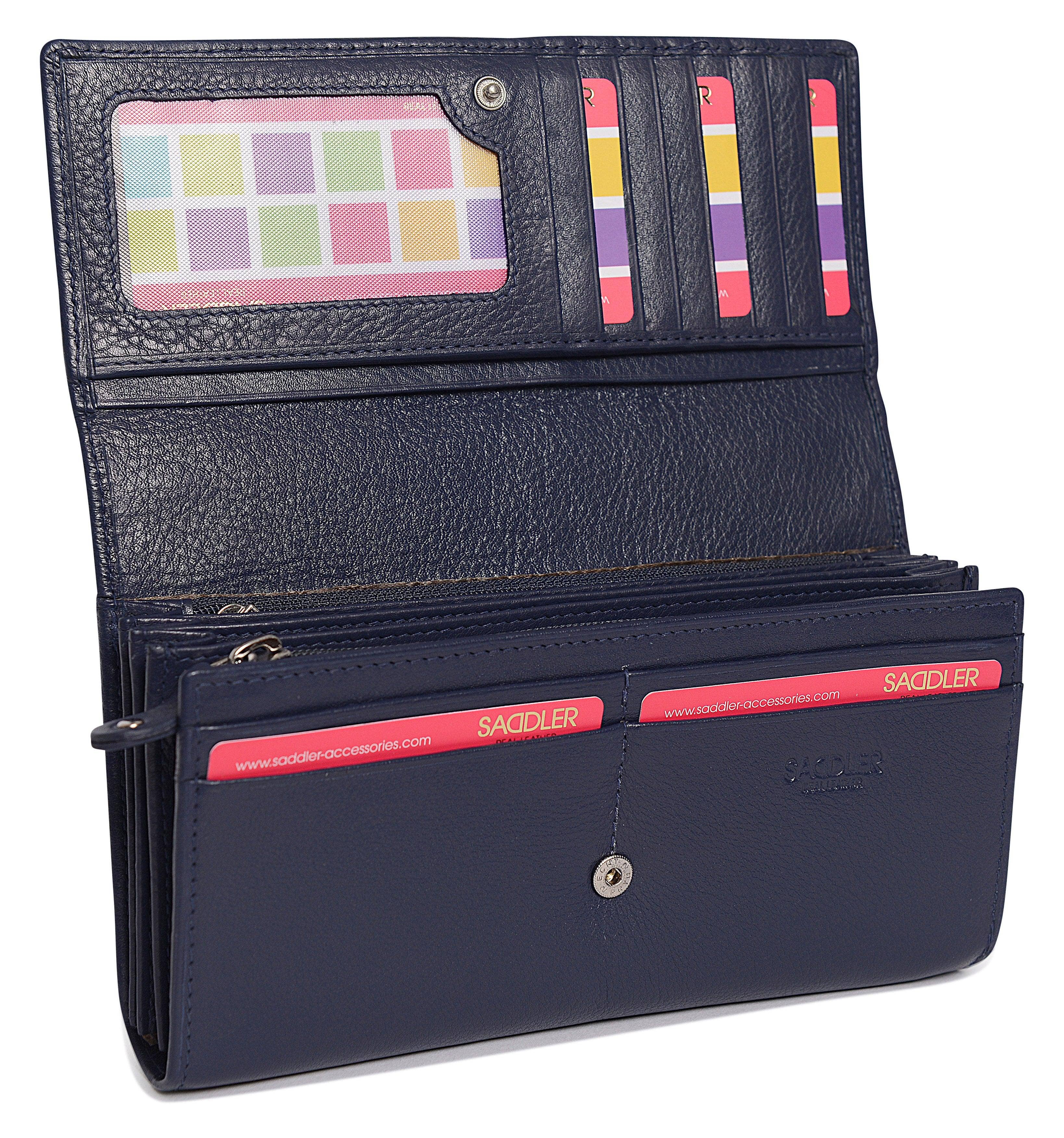SADDLER - Vente Portefeuille – femme - Grand Portefeuille en Cuir à Sections Multiples "Grace" – Fait Main par Saddler | Protégé RFID & Boîte Cadeau13