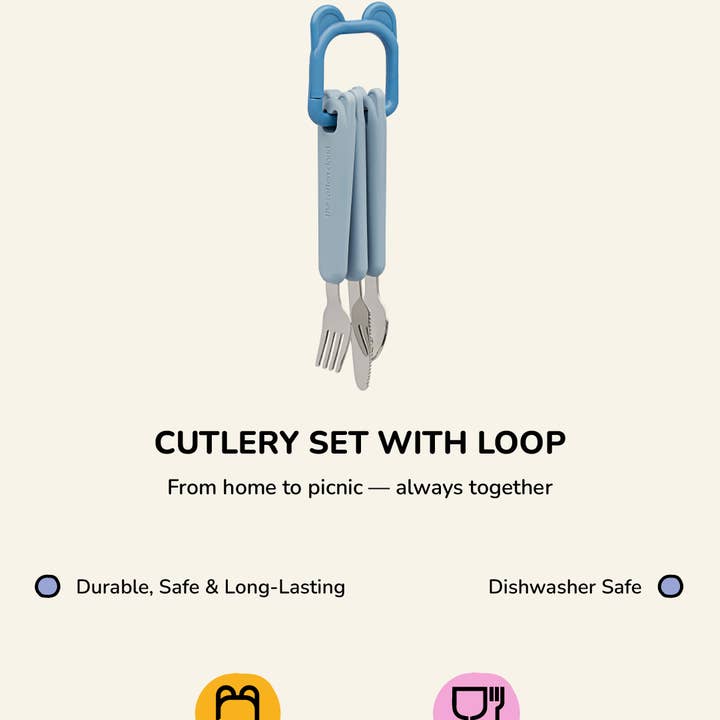 the cotton cloud - Wholesale Feeding Set - Baby - Kids Silicone and Steel Cutlery set with Loop7