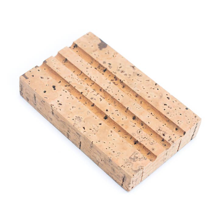 Jabonera de baño rectangular hecha a mano con corcho natural para venta al por mayor de Chapada Eco Cork