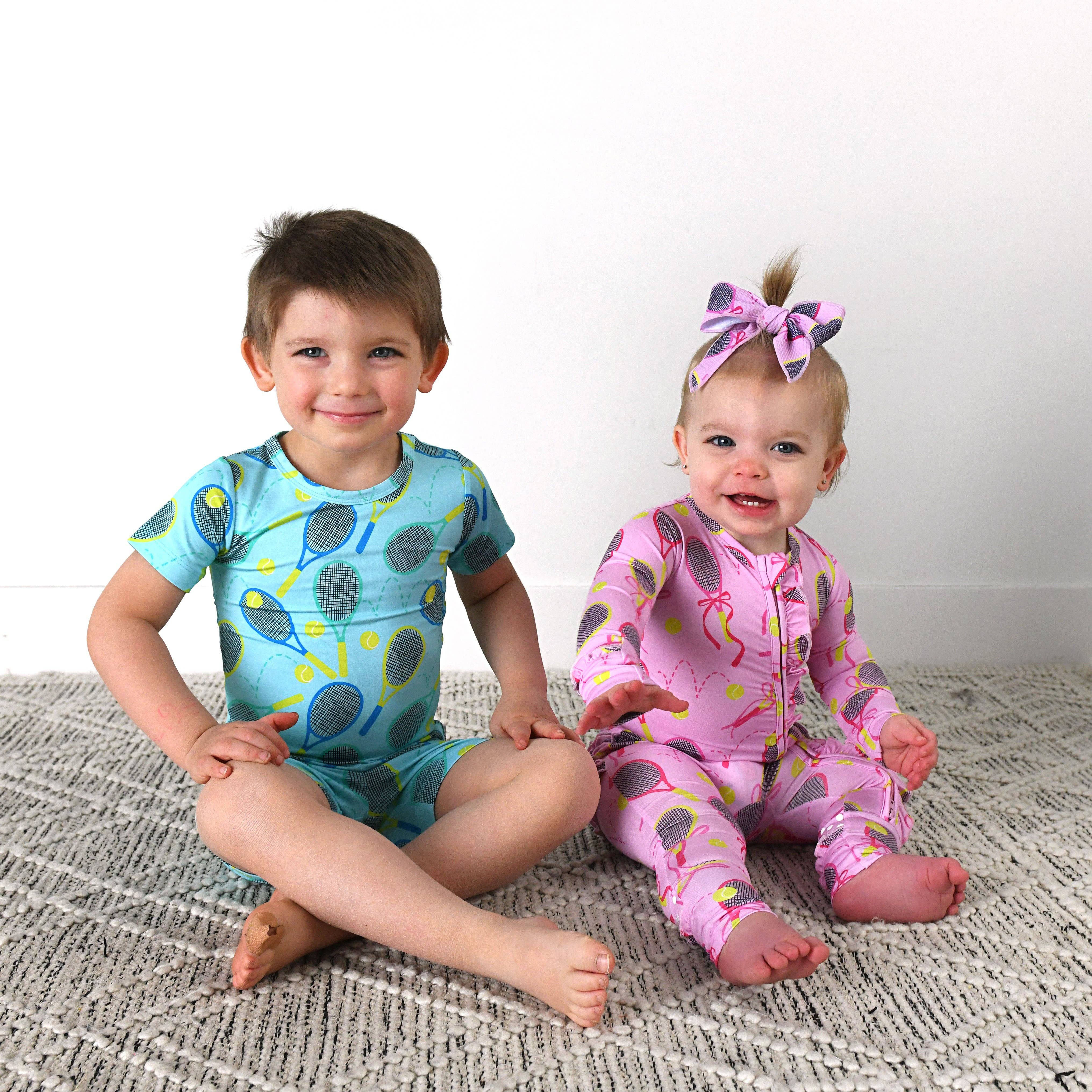 Gigi and Max - Wholesale Jumpsuit - Baby - Serena Pink Tennis Ruffle Zip Bamboo Baby Sleepies Kids 7