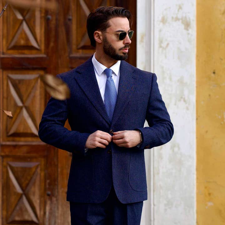 Elizabetta Made in Italy USA – wholesale Necktie – Men’s – Brunelli - Silk Jacquard Tie - Blue5