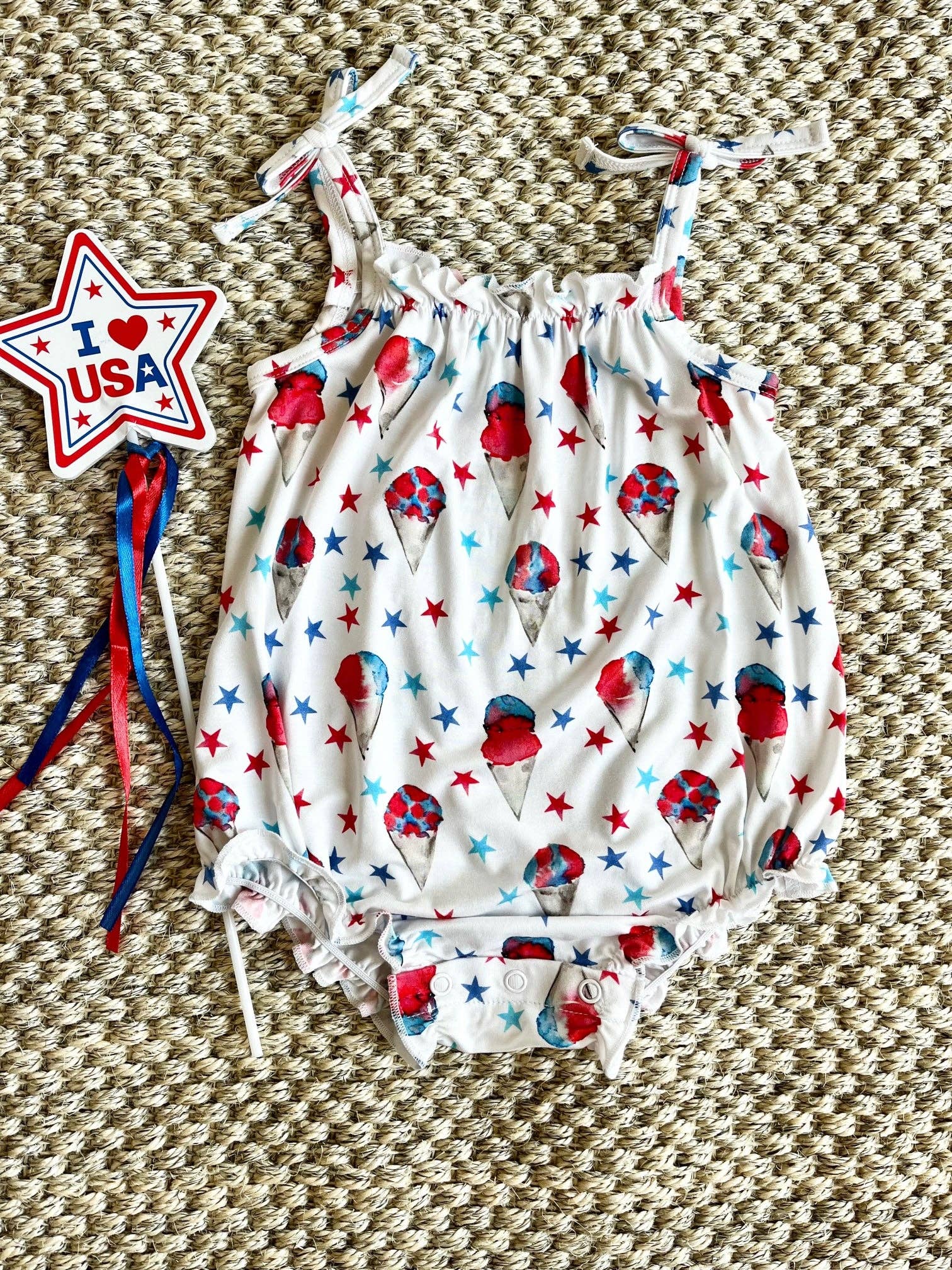 Sweet Bay Clothing - Wholesale Bodysuit (Non-Footed) - Baby - Red, White and Blue Snowcones Bubble1