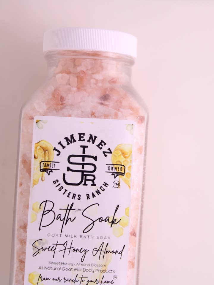 Sweet Honey Almond Goat Milk Bath Soak for wholesale by Jimenez Sisters Ranch