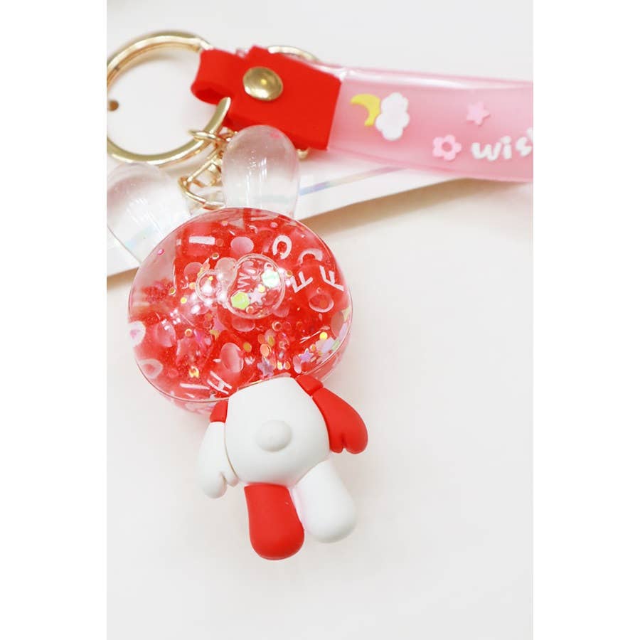 RED Floating Letter Cube Rabbit Key Chain for wholesale on Faire1