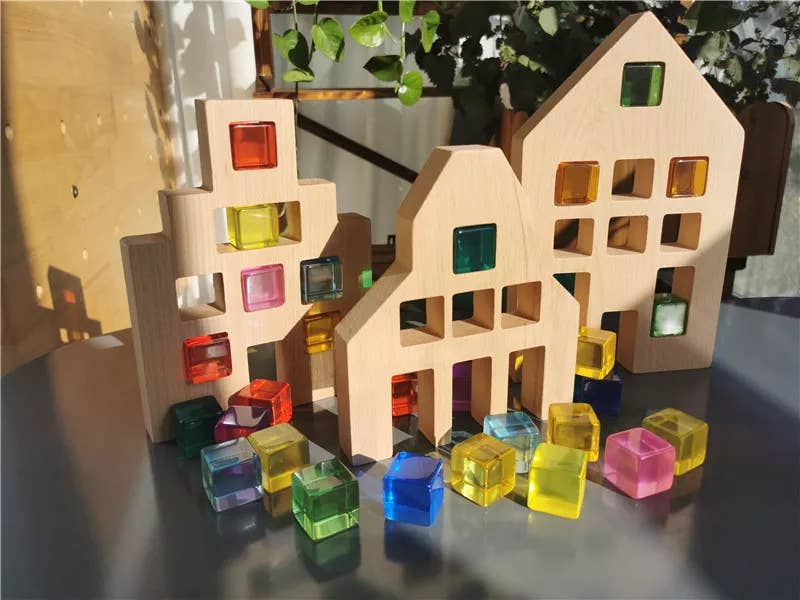 Tinitastic – Großhandel Holzspielzeug – Kinder – Haus-Set – Niederländisches Holzhaus mit Acrylwürfeln4