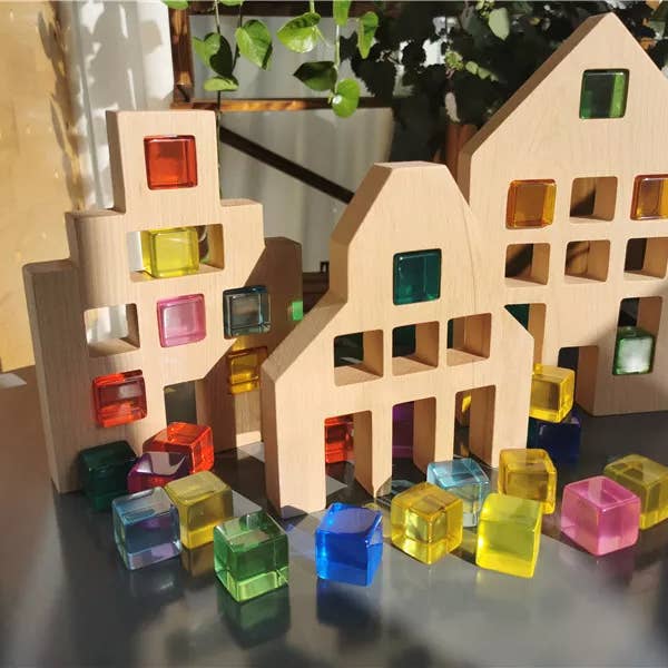 Tinitastic – Großhandel Holzspielzeug – Kinder – Haus-Set – Niederländisches Holzhaus mit Acrylwürfeln4