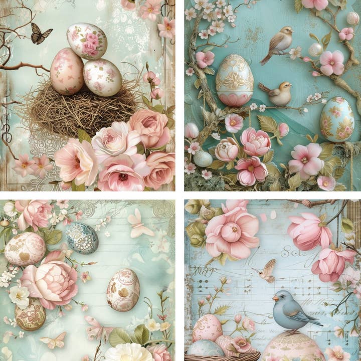 Ninnys Napkins - Wholesale Craft Supplies - Ninny's Decoupage Rice Paper - Floral Easter X1