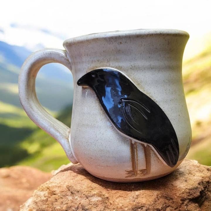 Crow Mug for wholesale by MudWorks Pottery