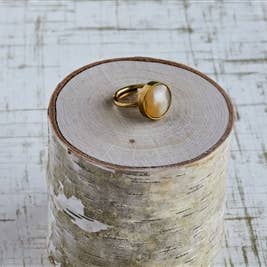 HomArt - Wholesale Cocktail/Statement Ring - Penny Ring, Brass, Light Horn