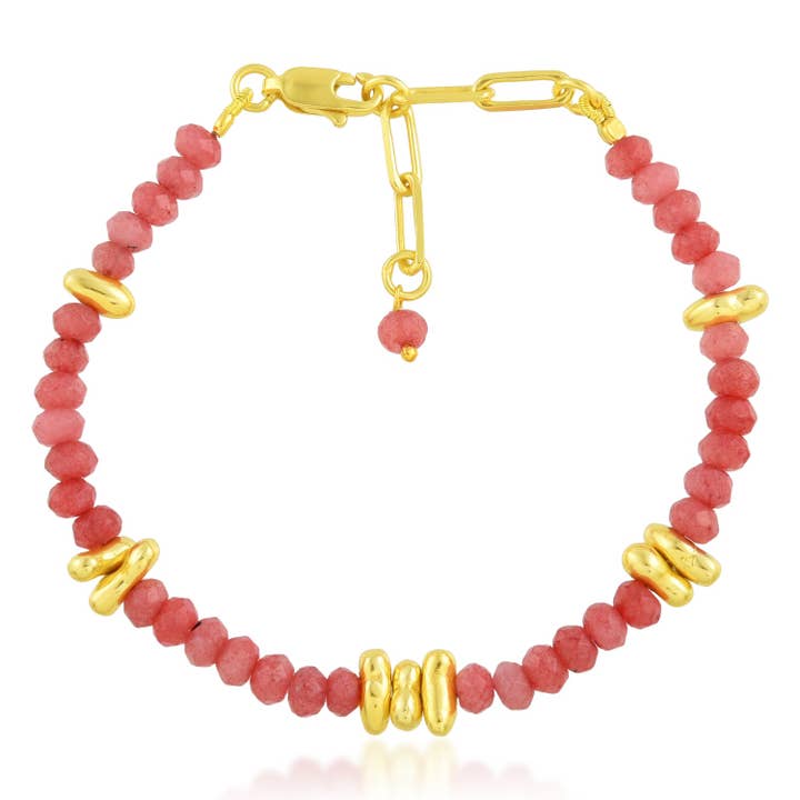 Rosa Jade pärlstav armband (Gold Vermeil) för wholesale av Arvino