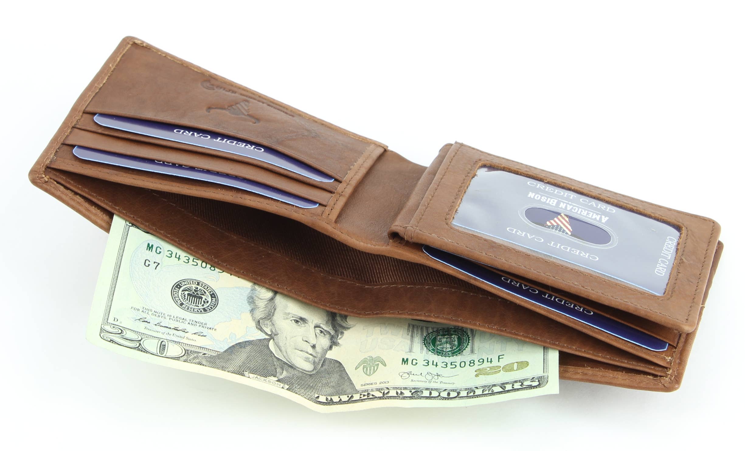 Leather Impressions Inc - Wholesale Wallet - Men's - RFID Bifold w/Center I.D. Flap & Corner Contrast Notch 157154