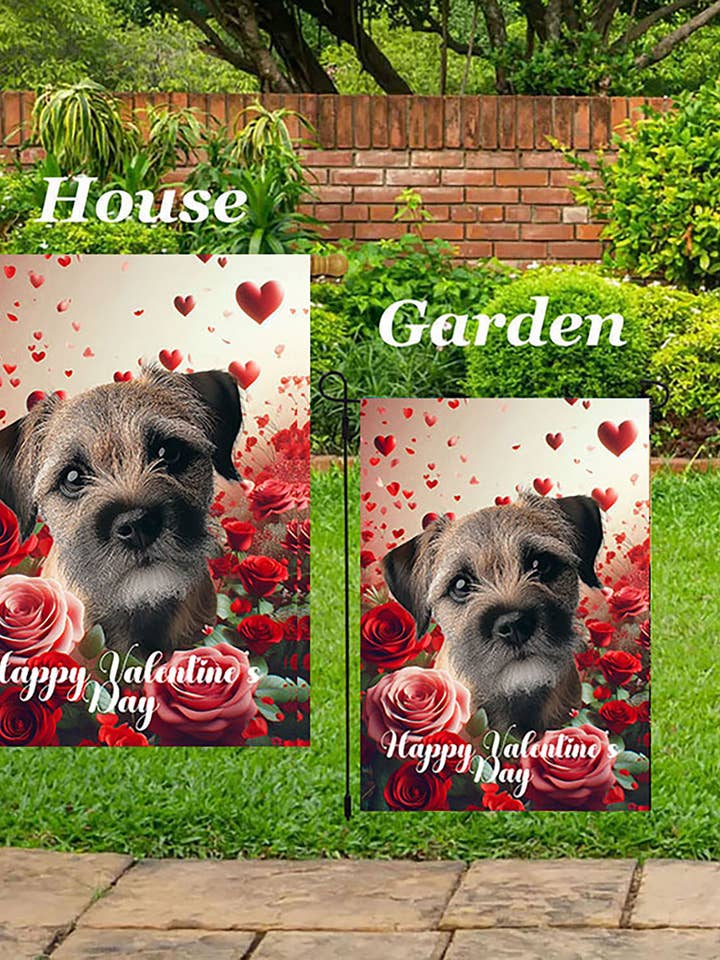 Border Terrier - Valentine House Flag for wholesale by Best of Breed Products
