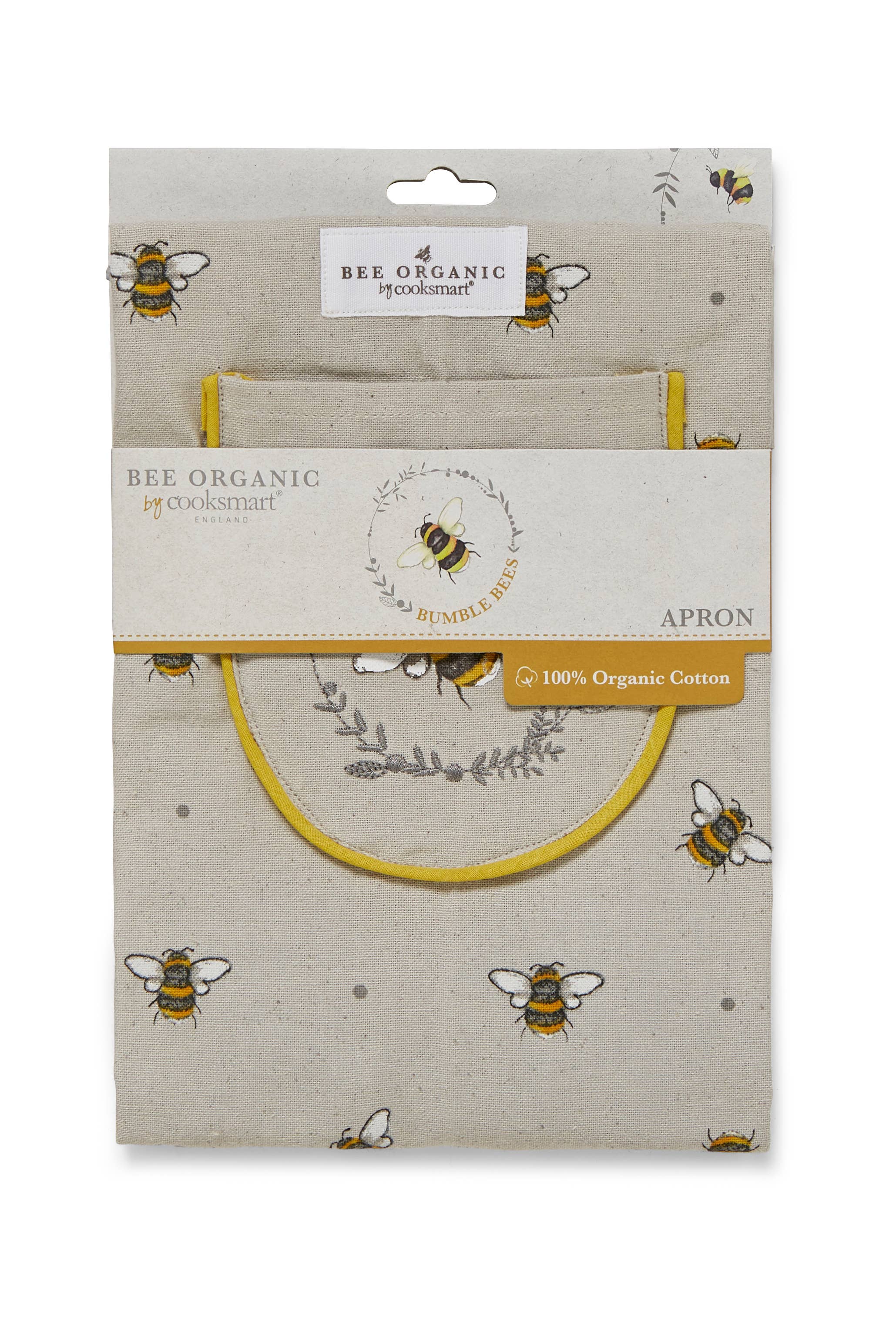Natural Apron - Organic Cotton (GOTS) Bumble Bees by Cooksmart for wholesale on Faire0