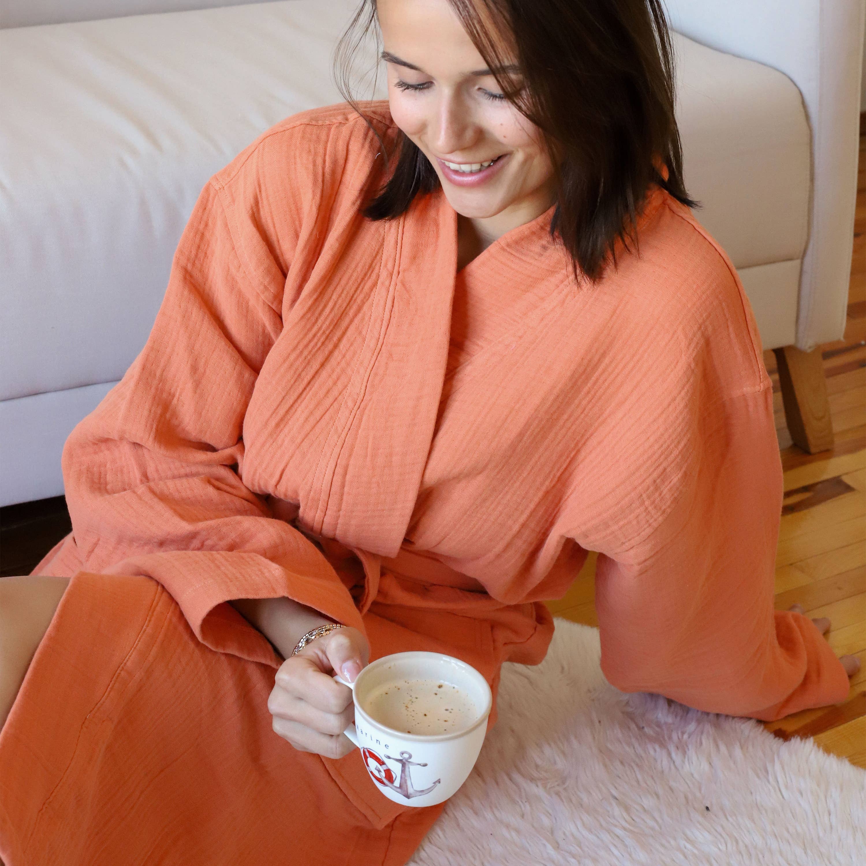 Vivamaison - Wholesale Robe - Unisex - Luxury 4 Layer Muslin Bathrobe, Natural Cotton Spa Comfort26