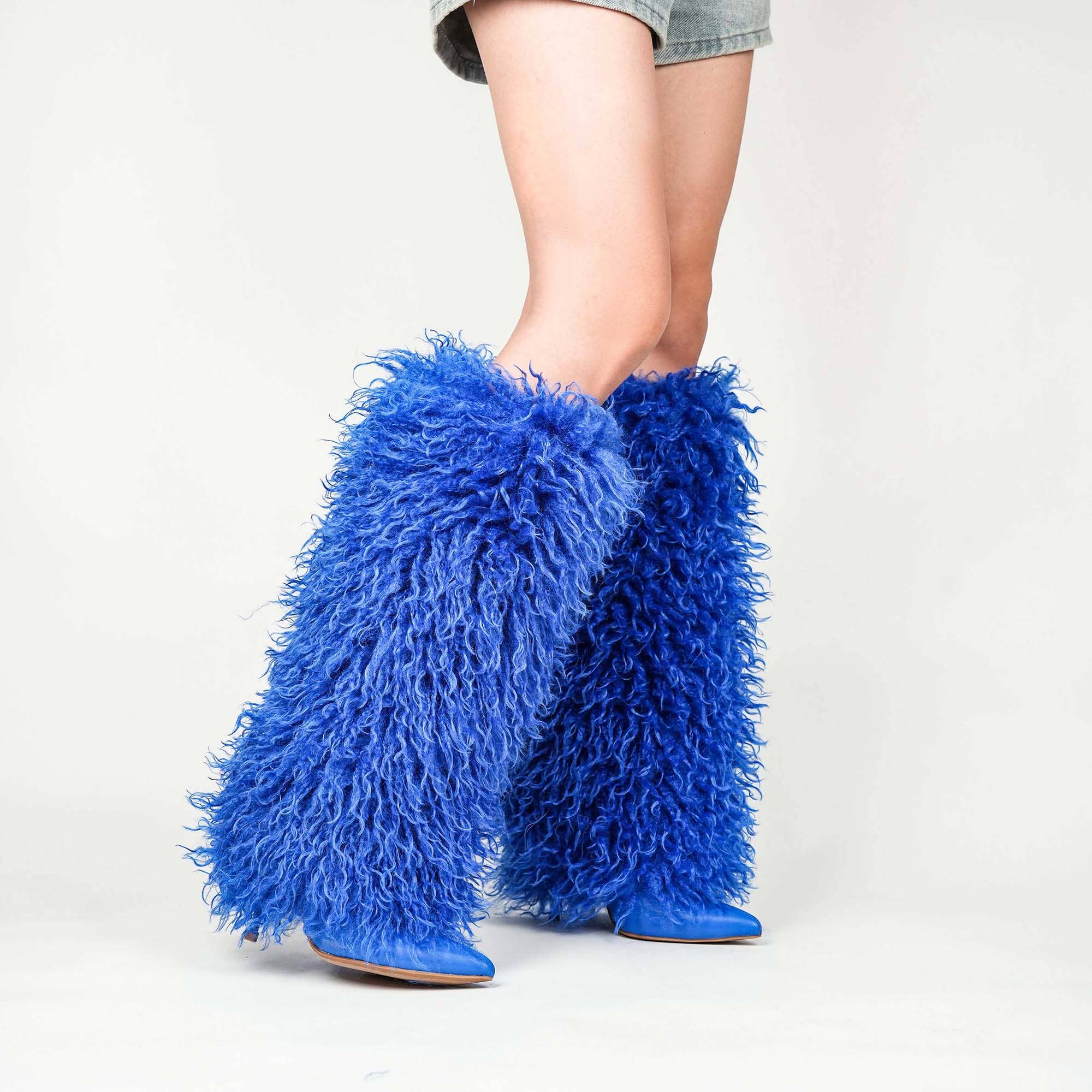 bleu Botte en fausse fourrure avec diamants pour femmes DEMURE (Copie) en vente sur Faire3