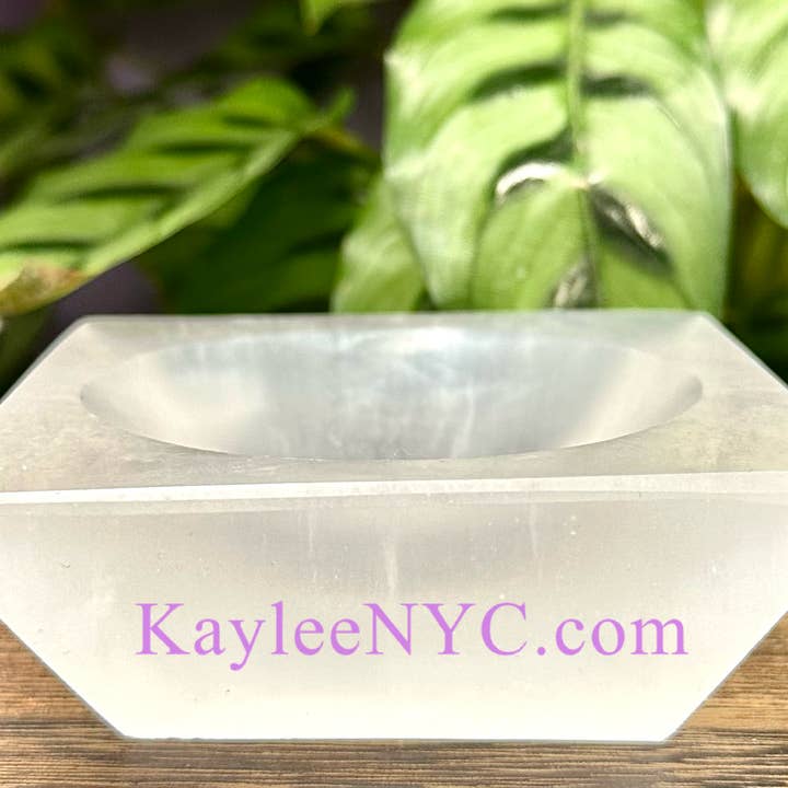 KayleeNYC - Wholesale Decorative Plate/Dish/Bowl - Natural Selenite aka Satin Spar Square Bowls ~10cm